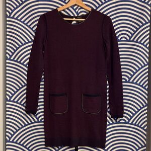 Club Monaco Deep Burgundy Wool Long Sleeve Dress